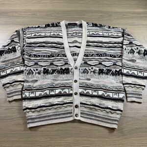 Brandini Sweater Men Large Cardigan 3D Knit Coogi Style Le Collezioni